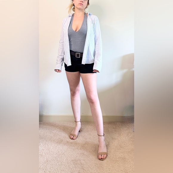 Vintage Y2K Abercrombie & Fitch Striped Linen Button Up Shirt - White/Blue - S - Picture 1 of 14